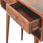 35" Chestnut Solid Wood Console Table With Shelf And Two Drawers