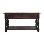 34" Brown Solid Wood Console Table With Shelf And Drawer