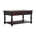 34" Brown Solid Wood Console Table With Shelf And Drawer