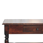 34" Brown Solid Wood Console Table With Shelf And Drawer