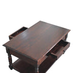 34" Brown Solid Wood Console Table With Shelf And Drawer