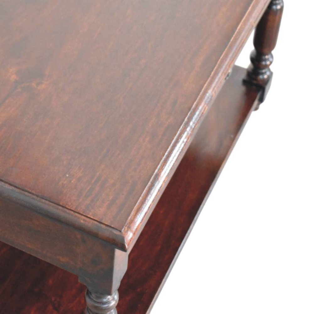 34" Brown Solid Wood Console Table With Shelf And Drawer