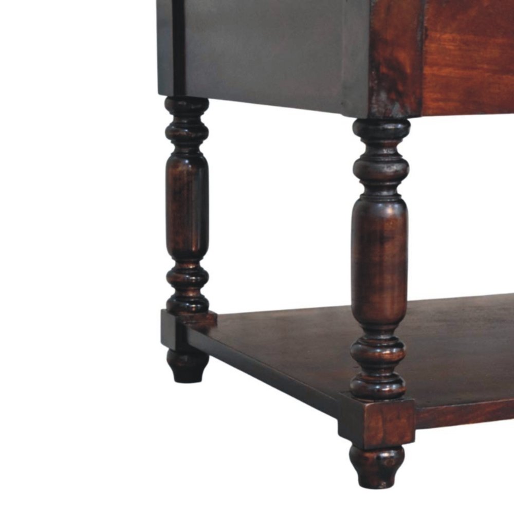 34" Brown Solid Wood Console Table With Shelf And Drawer