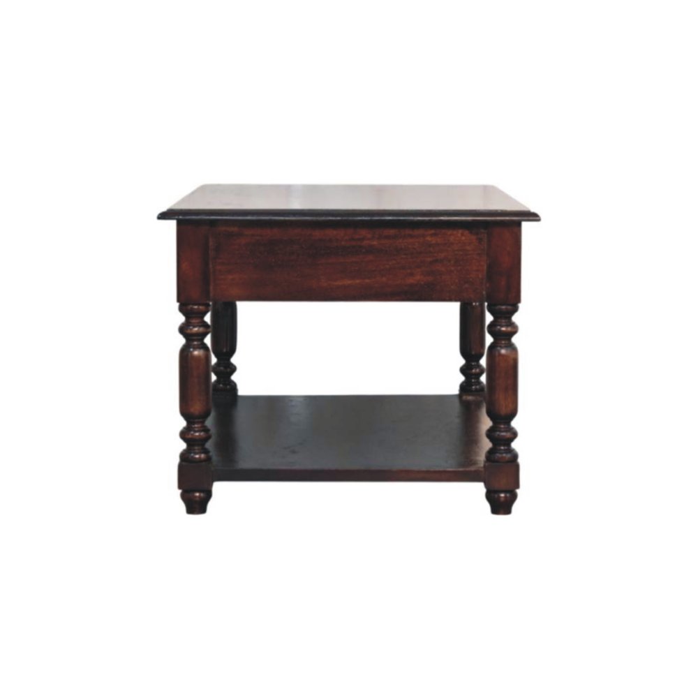 34" Brown Solid Wood Console Table With Shelf And Drawer