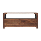 43" Brown Solid Wood Console Table With Shelf And Two Drawers
