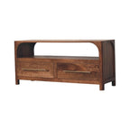 43" Brown Solid Wood Console Table With Shelf And Two Drawers