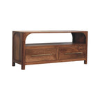 43" Brown Solid Wood Console Table With Shelf And Two Drawers