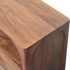 43" Brown Solid Wood Console Table With Shelf And Two Drawers