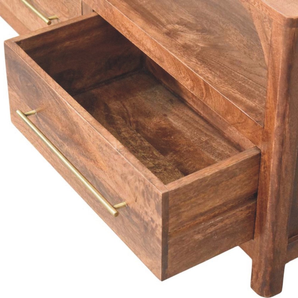 43" Brown Solid Wood Console Table With Shelf And Two Drawers