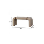 35" Beige and Brown Boucle and Leather Upholstered Bench