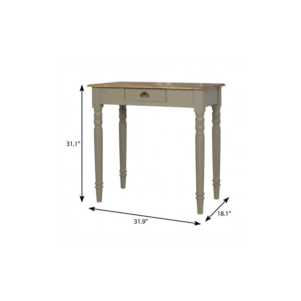 32" Oak and Gray Solid Wood Writing Desk