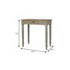 32" Oak and Gray Solid Wood Writing Desk