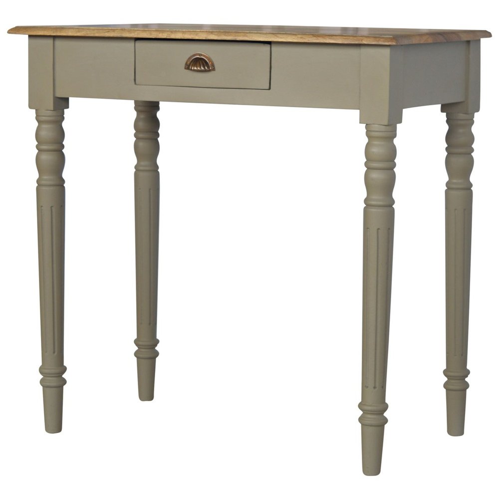 32" Oak and Gray Solid Wood Writing Desk