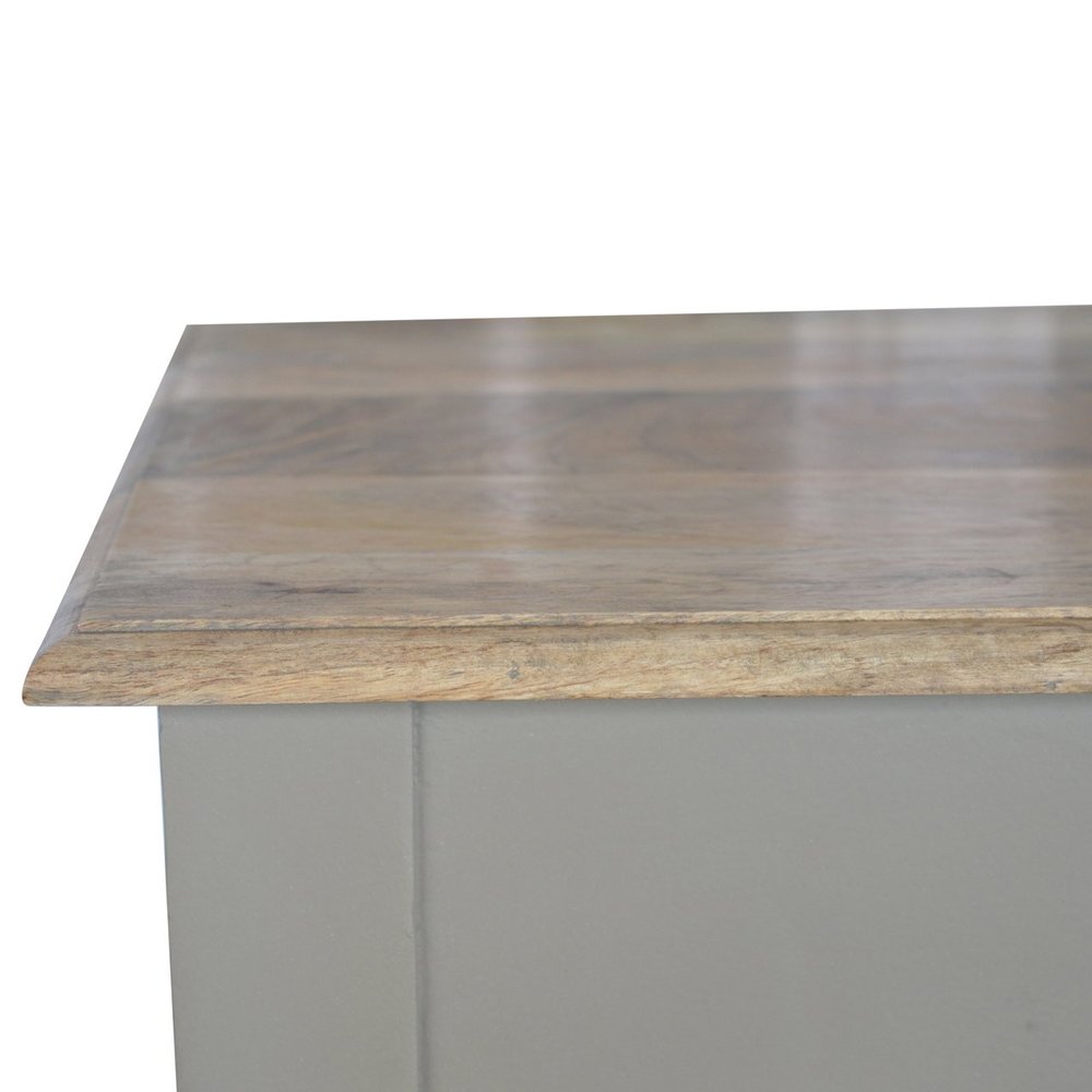 32" Oak and Gray Solid Wood Writing Desk