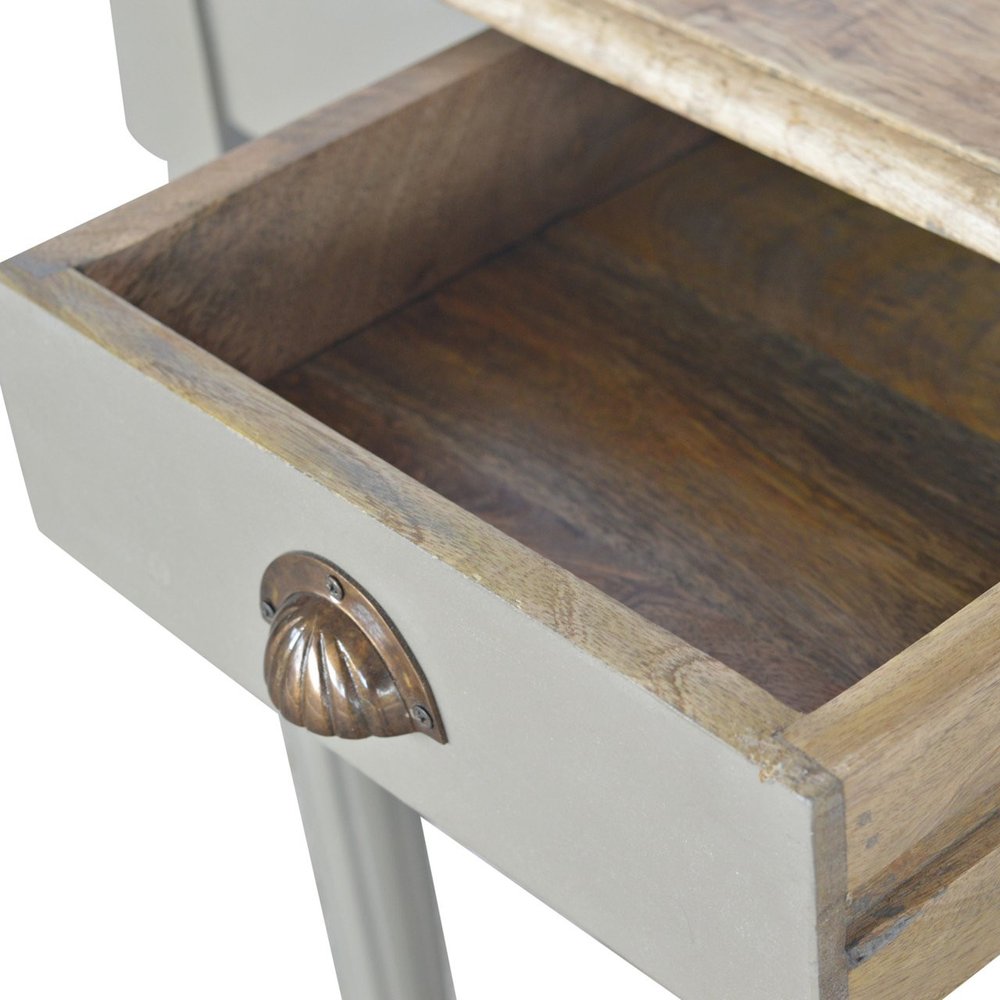 32" Oak and Gray Solid Wood Writing Desk