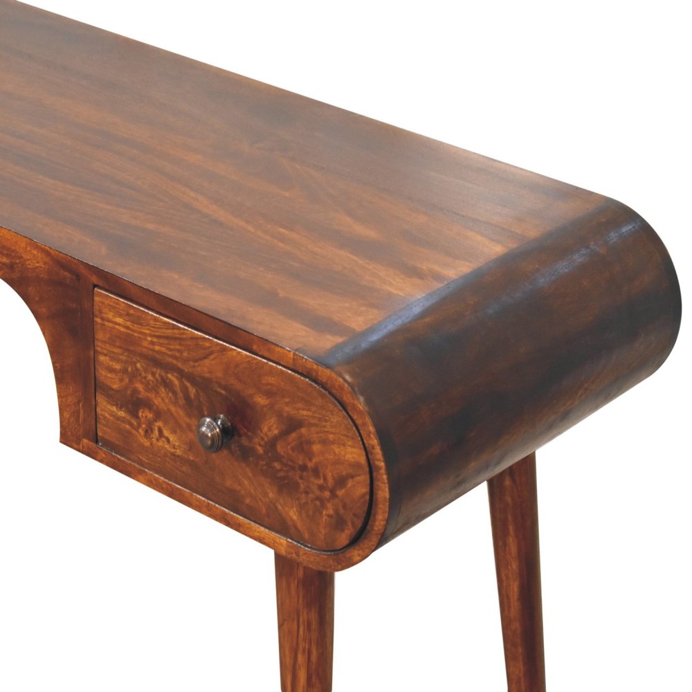 54" Brown Solid Wood Writing Desk With Two Drawers