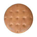 32" Brown Genuine Leather Tufted Round Cocktail Ottoman