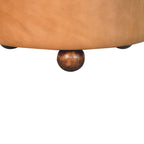 32" Brown Genuine Leather Tufted Round Cocktail Ottoman