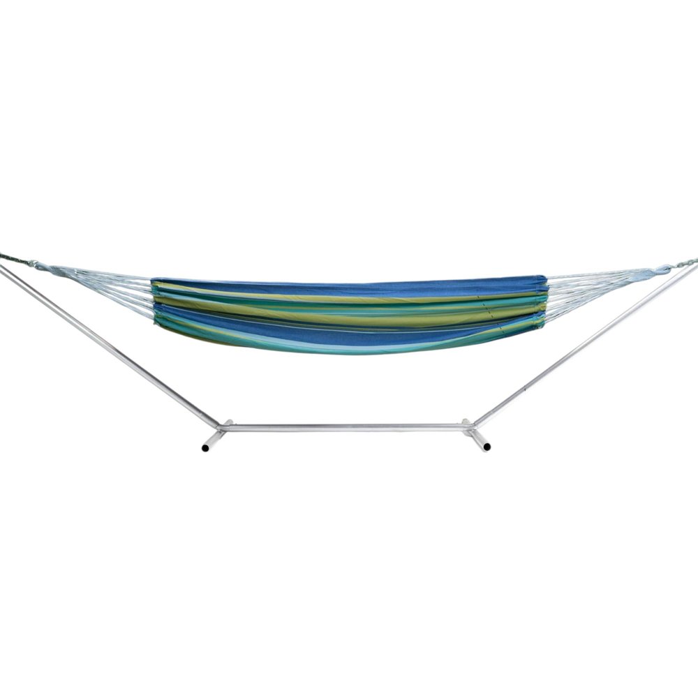 Blue Green And Yellow Striped Single Spreader Bar Hammock