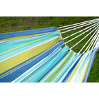 Blue Green And Yellow Striped Single Spreader Bar Hammock
