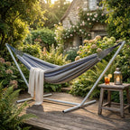 Gray Striped Single Spreader Bar Hammock