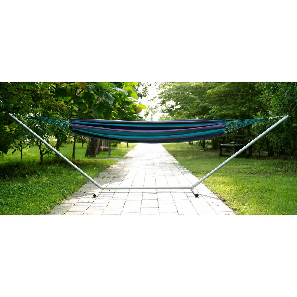 Blue And Purple Striped Single Spreader Bar Hammock