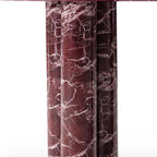 60" Red Genuine Marble Oval Double Pedestal Console Table