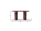 60" Red Genuine Marble Oval Double Pedestal Console Table