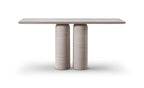 60" Beige Genuine Marble Pedestal Console Table