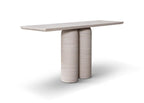 60" Beige Genuine Marble Pedestal Console Table