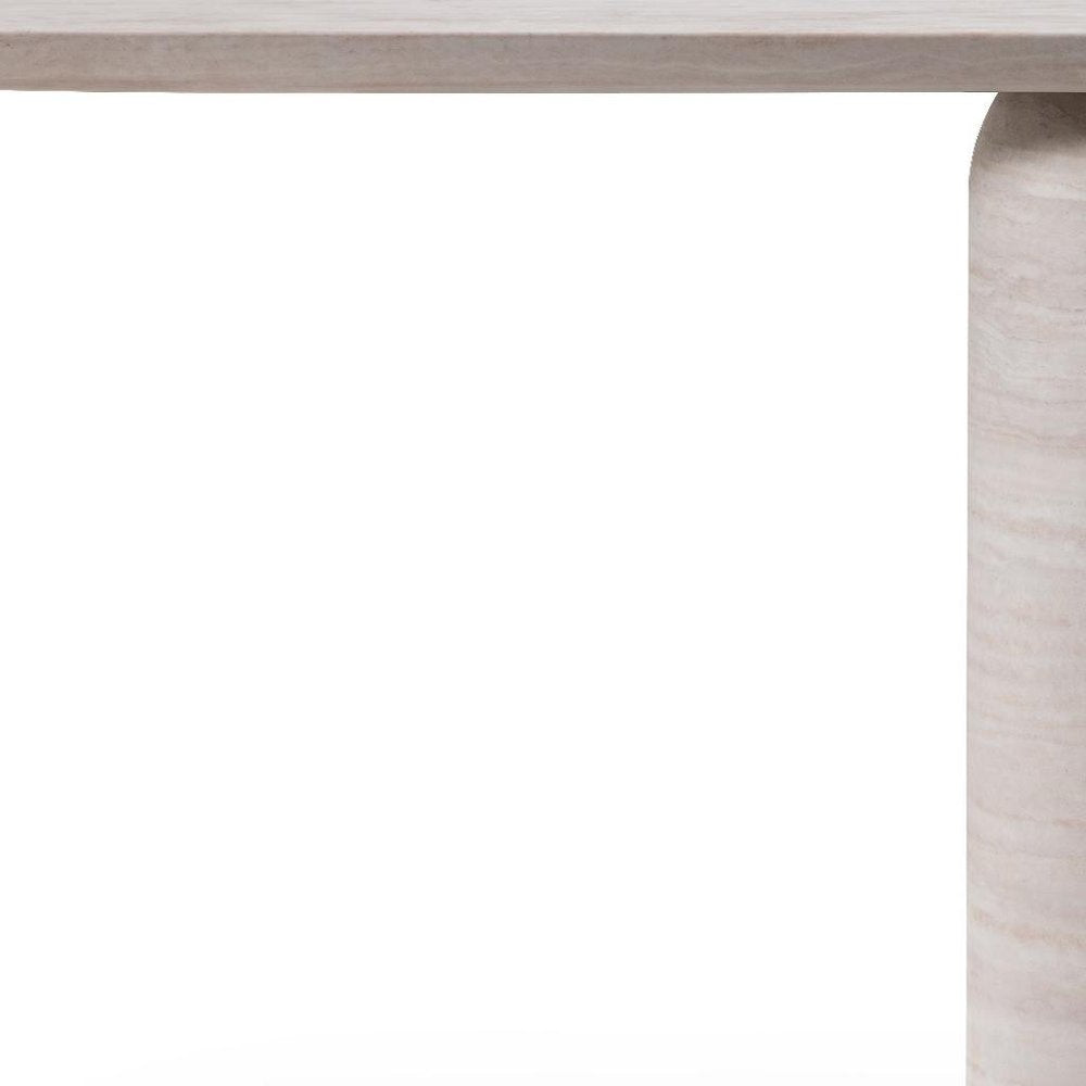 60" Beige Genuine Marble Pedestal Console Table
