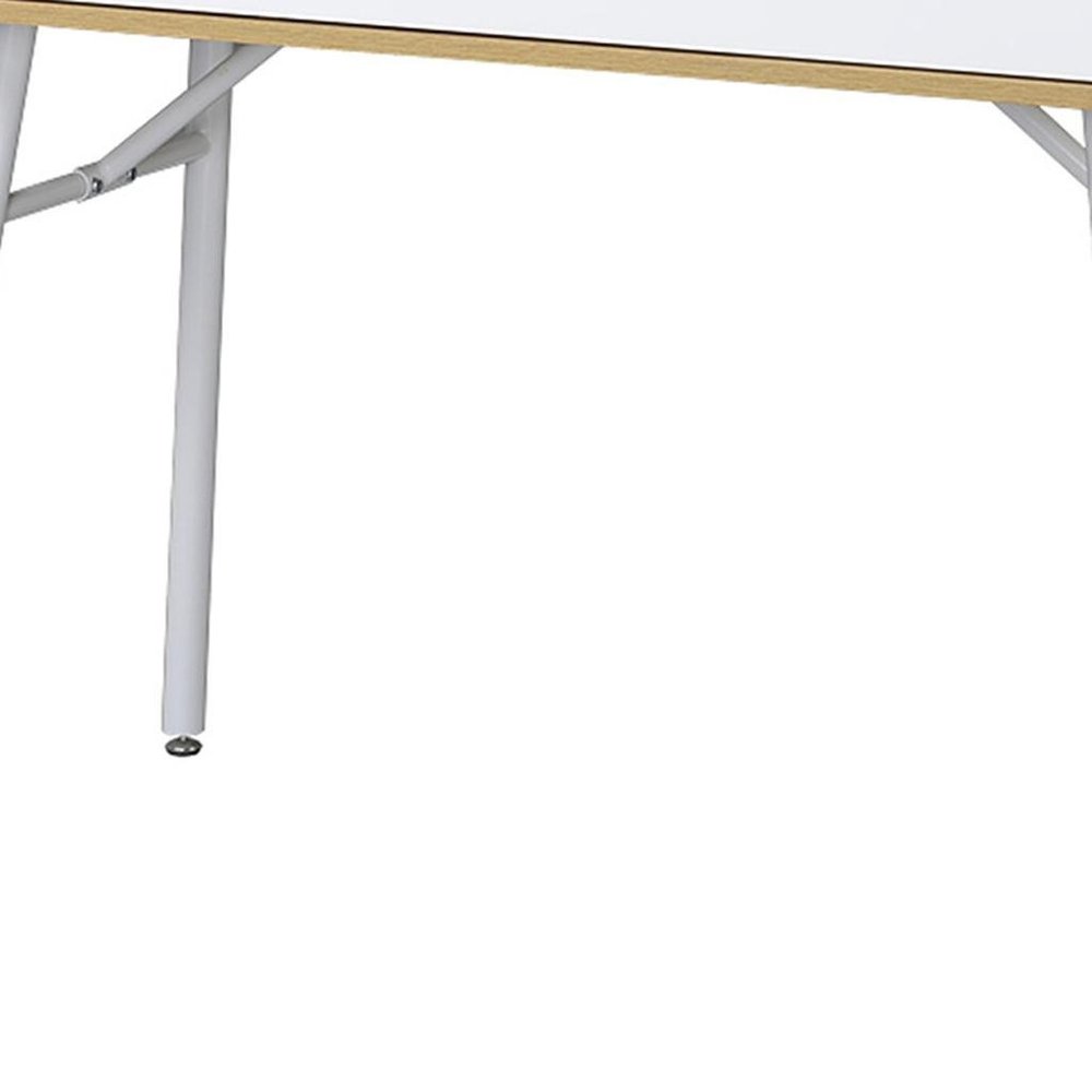 45" Oak and White Wood and Steel Computer Desk