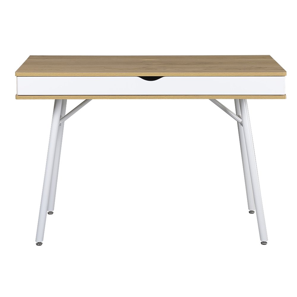 45" Oak and White Wood and Steel Computer Desk