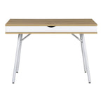 45" Oak and White Wood and Steel Computer Desk