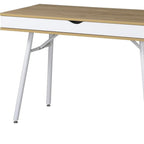 45" Oak and White Wood and Steel Computer Desk