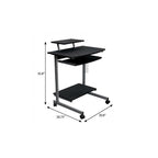 29" Graphite and Silver Wood and Steel Rolling Computer Desk