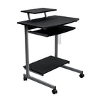 29" Graphite and Silver Wood and Steel Rolling Computer Desk