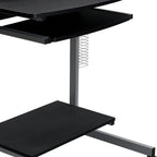 29" Graphite and Silver Wood and Steel Rolling Computer Desk