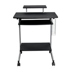 29" Graphite and Silver Wood and Steel Rolling Computer Desk