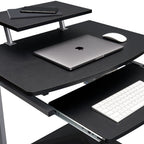 29" Graphite and Silver Wood and Steel Rolling Computer Desk