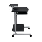 29" Graphite and Silver Wood and Steel Rolling Computer Desk