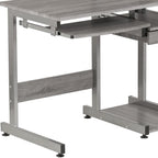 38" Gray and Silver Wood and Steel Sled Computer Desk