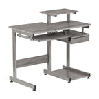 38" Gray and Silver Wood and Steel Sled Computer Desk