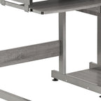 38" Gray and Silver Wood and Steel Sled Computer Desk