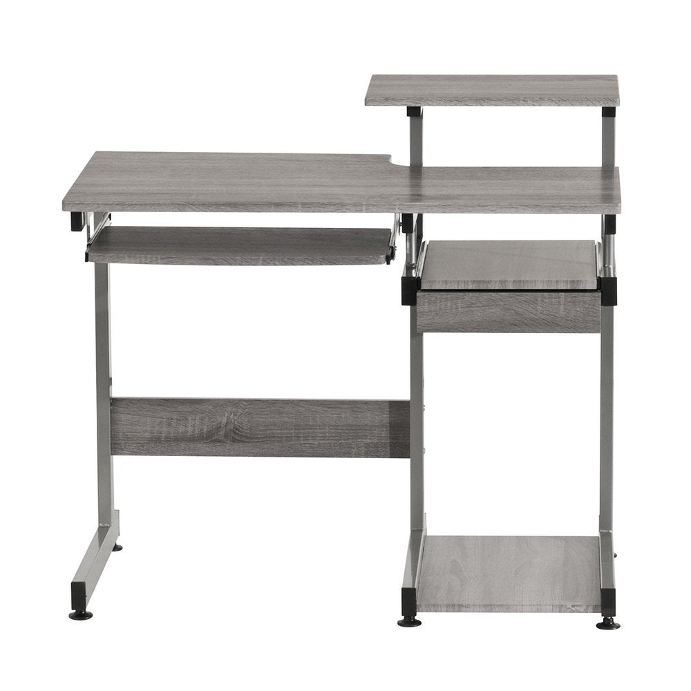 38" Gray and Silver Wood and Steel Sled Computer Desk