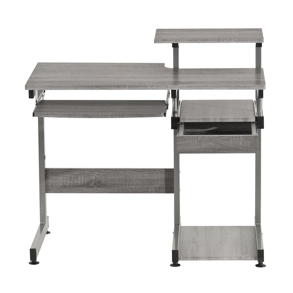 38" Gray and Silver Wood and Steel Sled Computer Desk