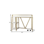 47" White and Gold Wood and Steel Pedestal Computer Desk