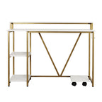 47" White and Gold Wood and Steel Pedestal Computer Desk
