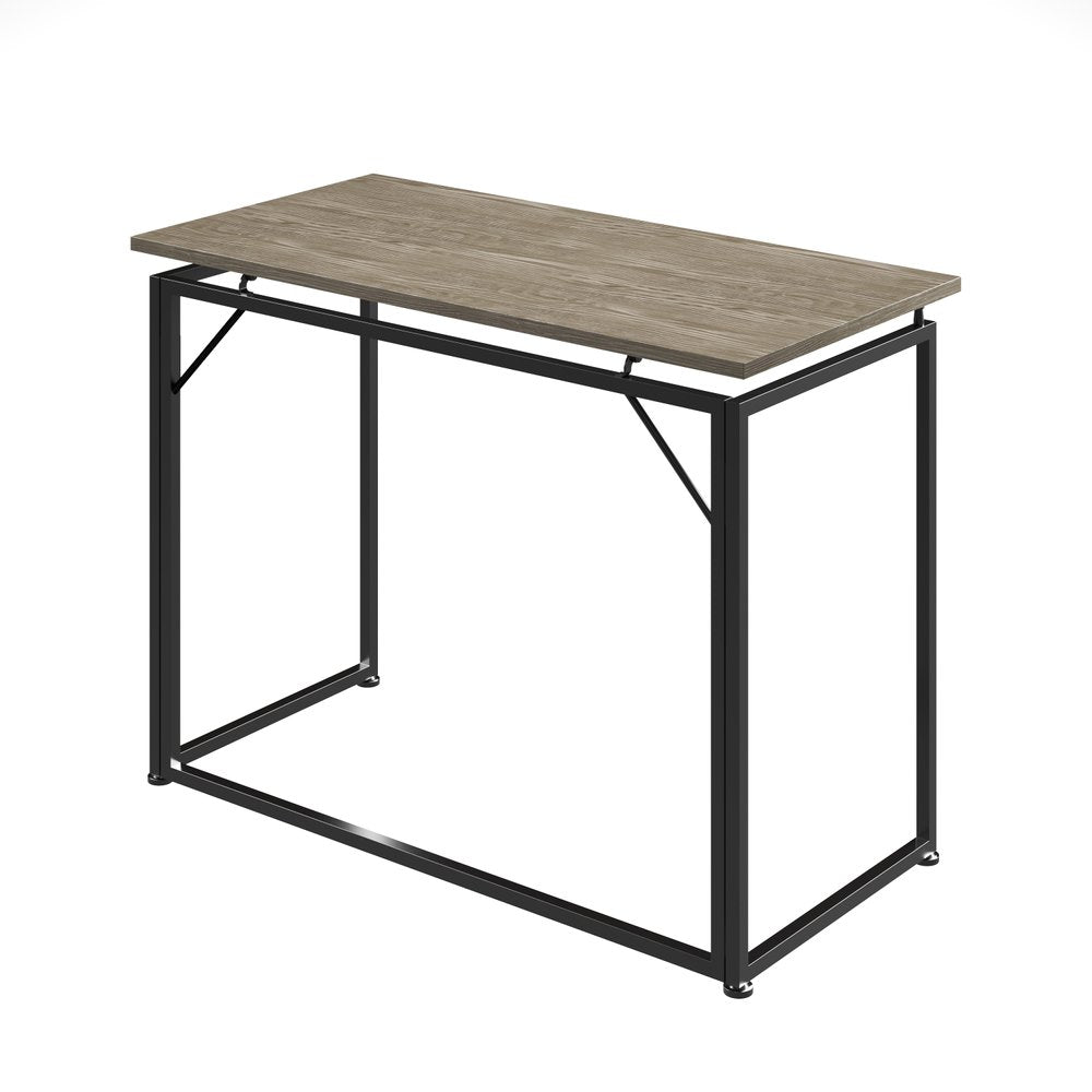 40" Gray and Black Wood and Steel Folding Computer Desk