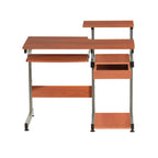 38" Oak and Silver Wood and Steel Sled Computer Desk